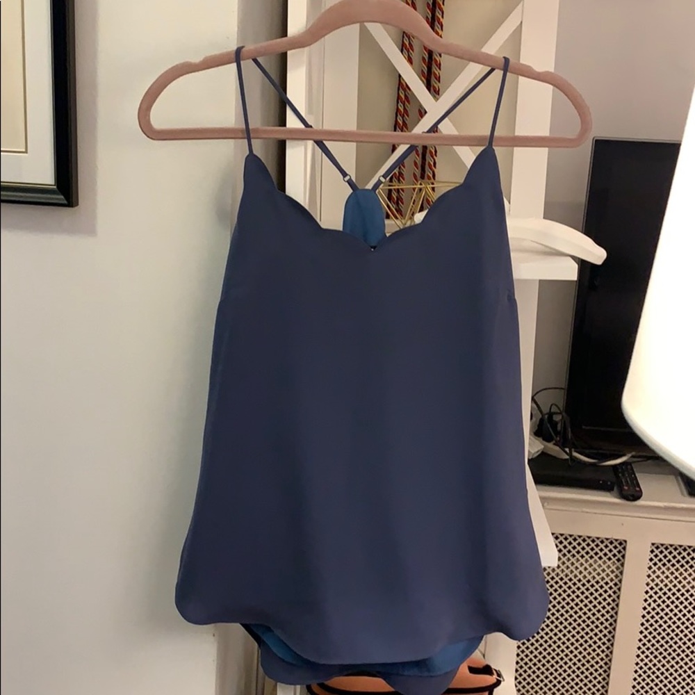 Blue scallop blouse